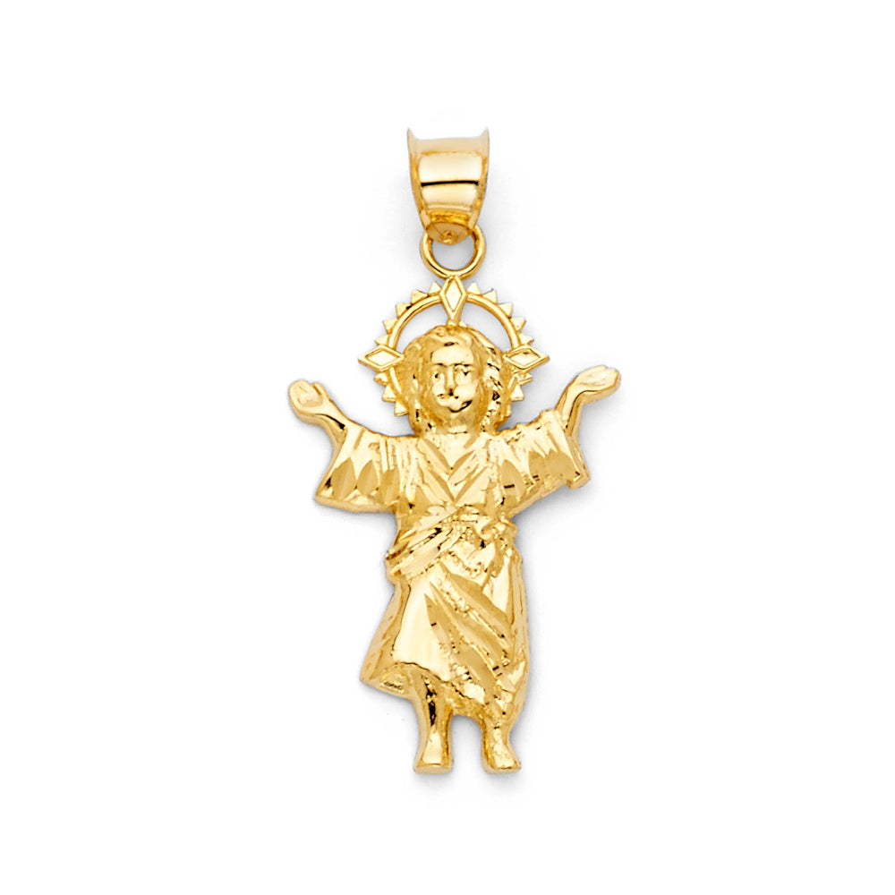 14K Yellow Gold Divine Child Pendant 1 1/4" tall