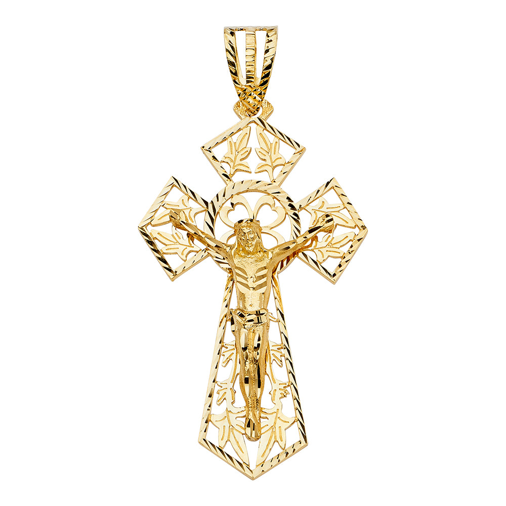14K Yellow Gold Filigree Crucifix Pendant aprox 3 1/4" tall