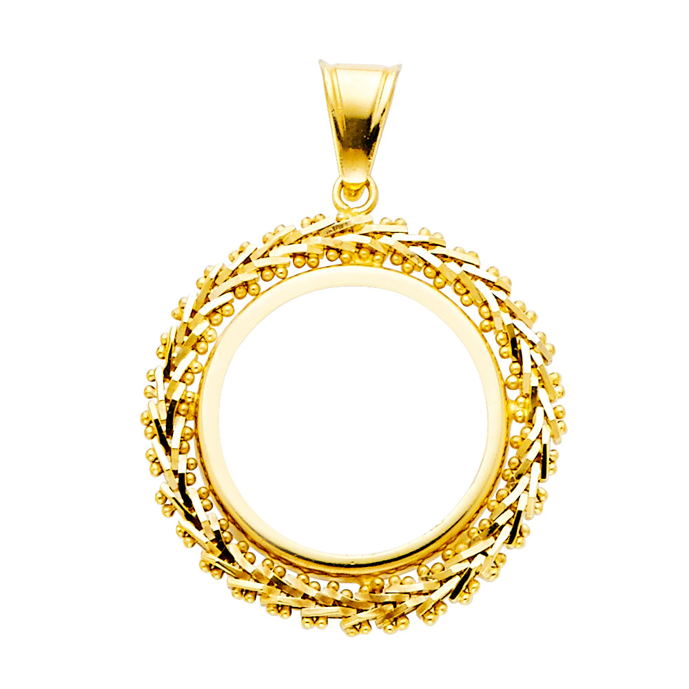 14K Yellow Gold 2.5 Pesos Coin Women'sBola Design Pendant