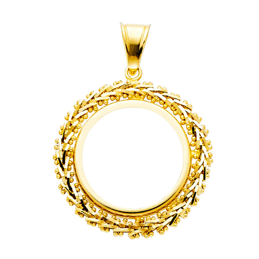 14K Yellow Gold 2.5 Pesos Coin Women'sBola Design Pendant