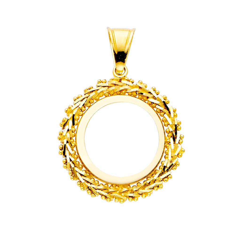 14K Yellow Gold 2.0 Pesos Coin Women's Bola Design Pendant