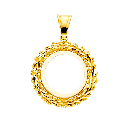 14K Yellow Gold 2.0 Pesos Coin Women's Bola Design Pendant