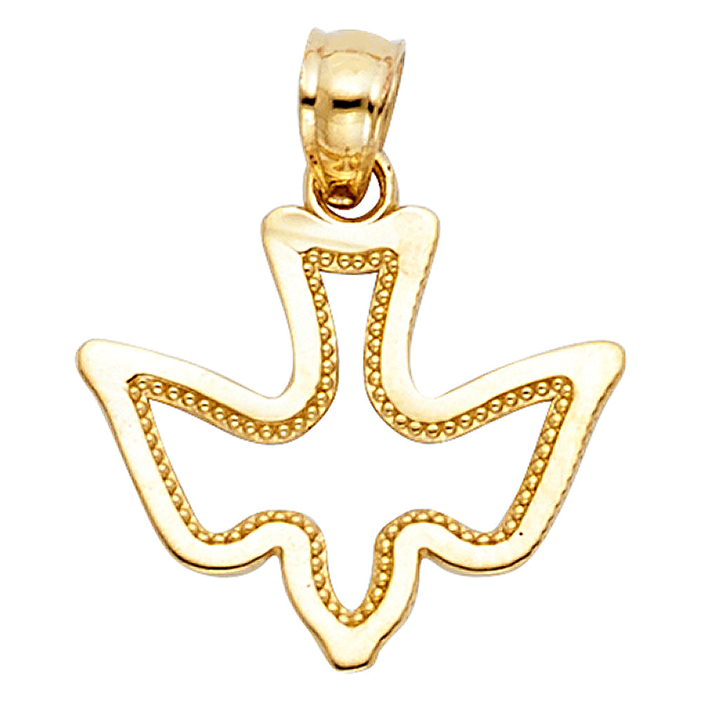 14K Yellow Gold Holy Spirit Dove Outline Pendant