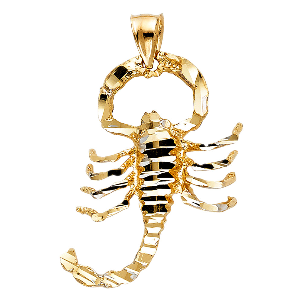 14K Yellow Gold Scorpion Pendant 1.6" Tall
