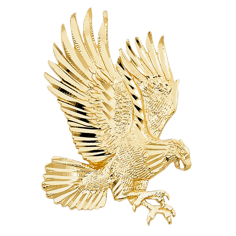 14K Yellow Gold Eagle Pendant 1.7" tall