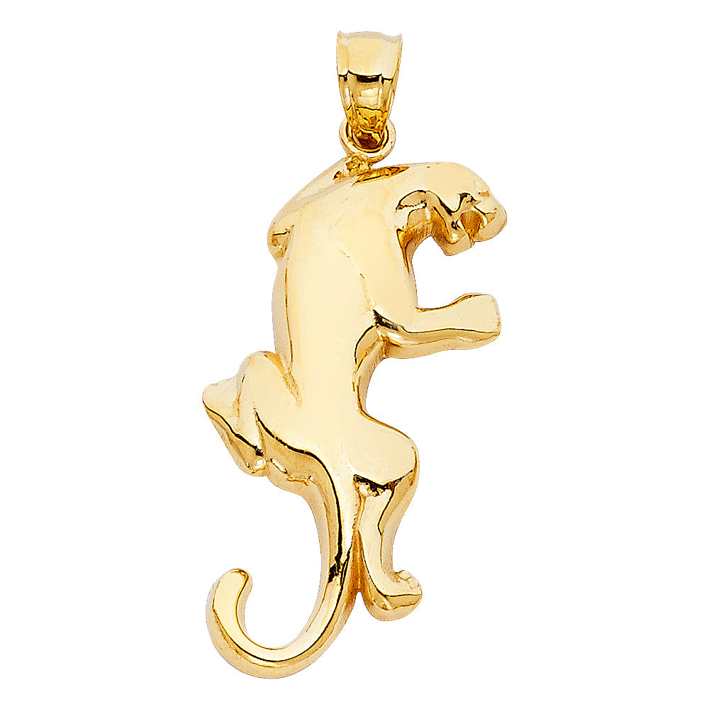 14K Yellow Gold Panther Pendant 1.2" Tall