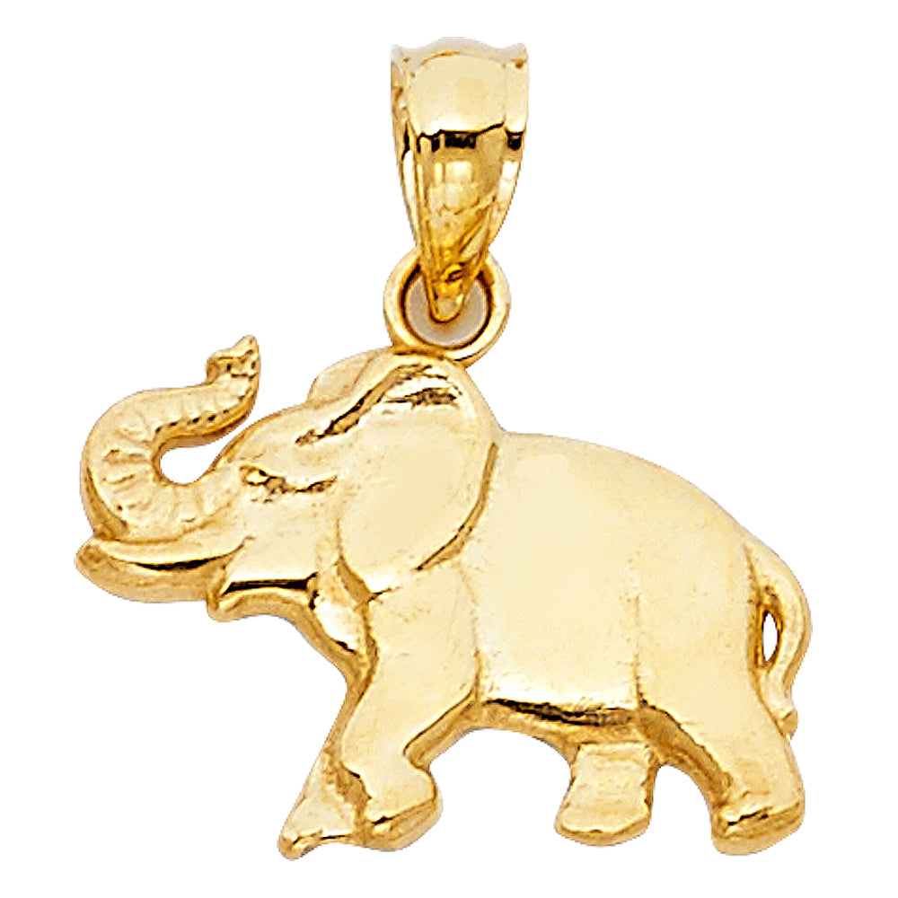 14K Yellow Gold Elephant Pendant 0.4" Tall