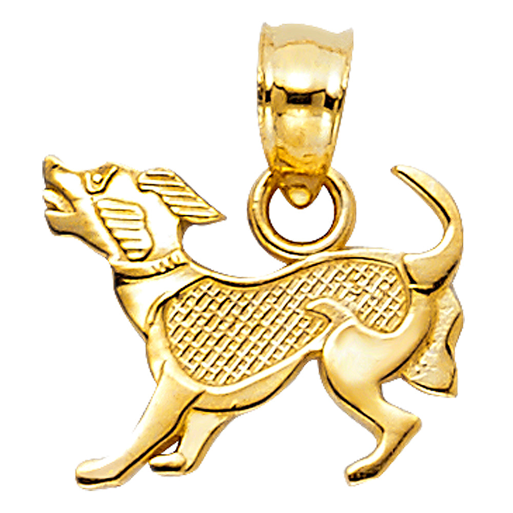 14K Yellow Gold Dog Pendant