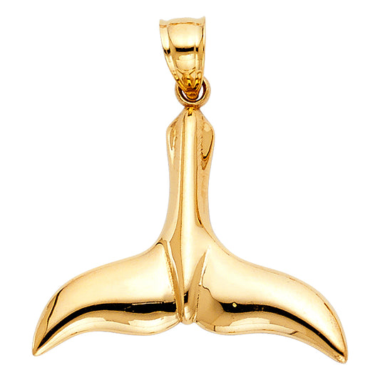 14K Yellow Gold Whale Tail Pendant