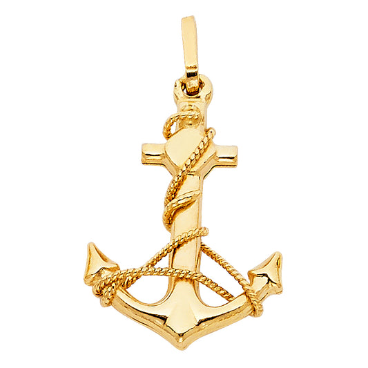14K Yellow Gold Anchor Pendant