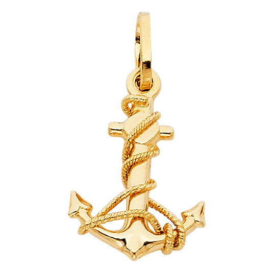 14K Yellow Gold Anchor Pendant