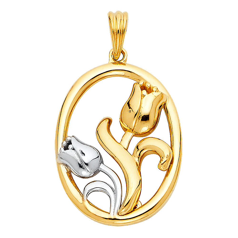 14K Two-Tone Gold Double Tulip Pendant