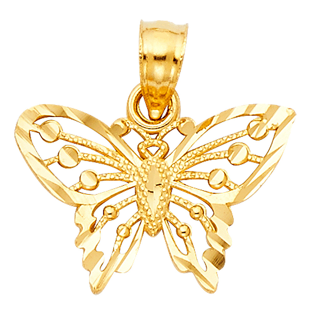 14K Yellow Gold Butterfly Pendant