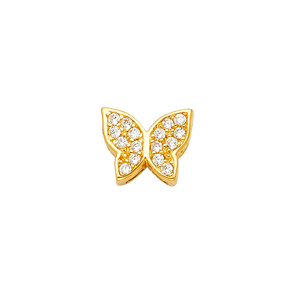 14K Yellow Gold Butterfly CZ Pendant