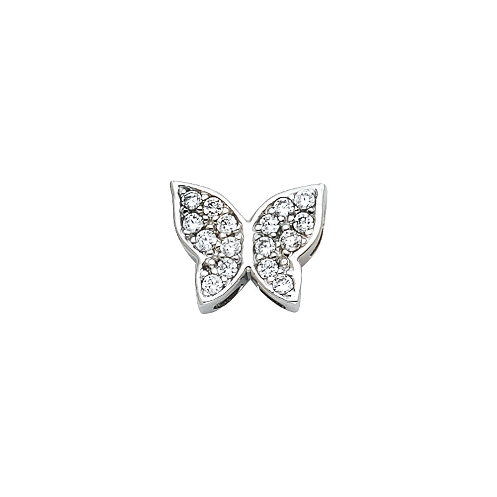 14K White Gold Butterfly CZ Pendant