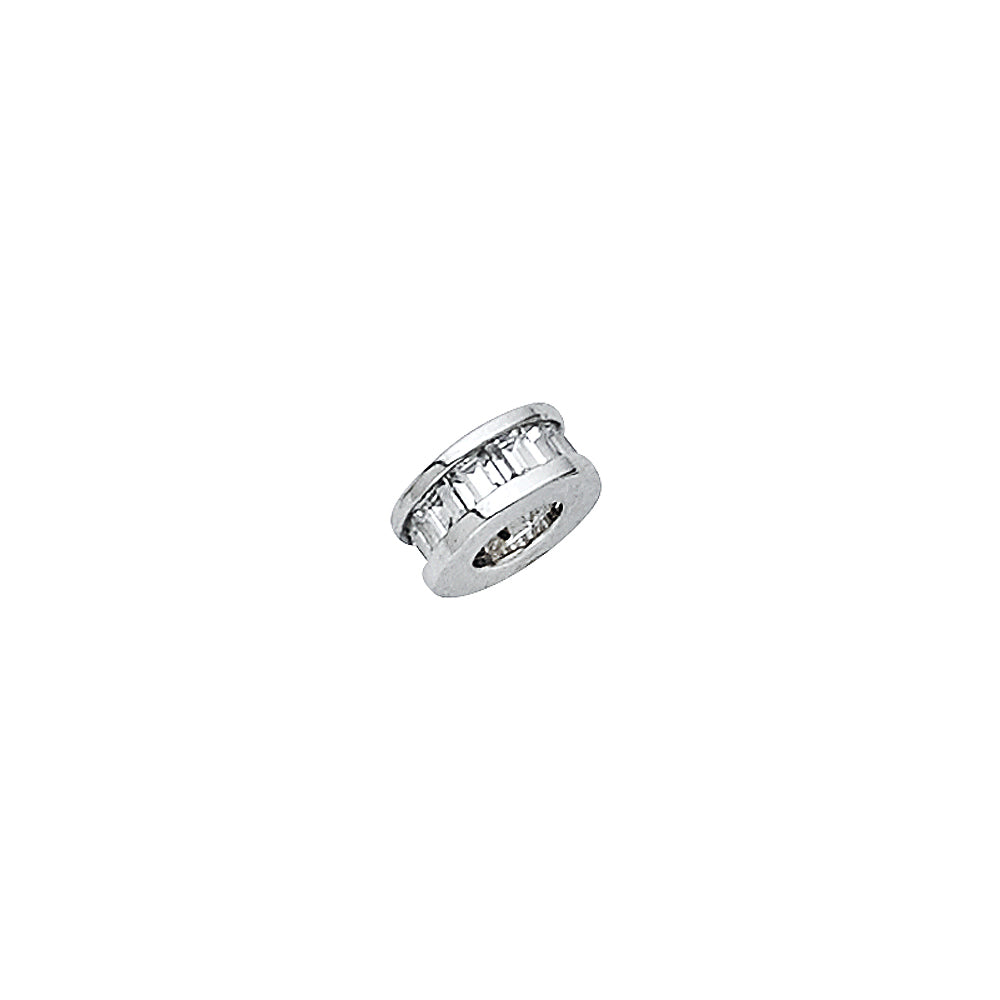 14K White Gold CZ Baguette Channel Spacer Charm