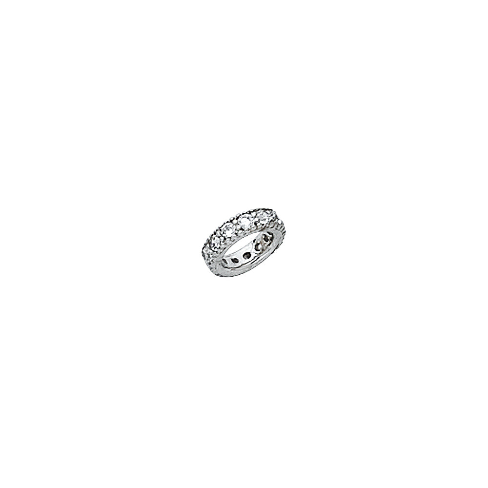 14K White Gold CZ Bead-Set Charm