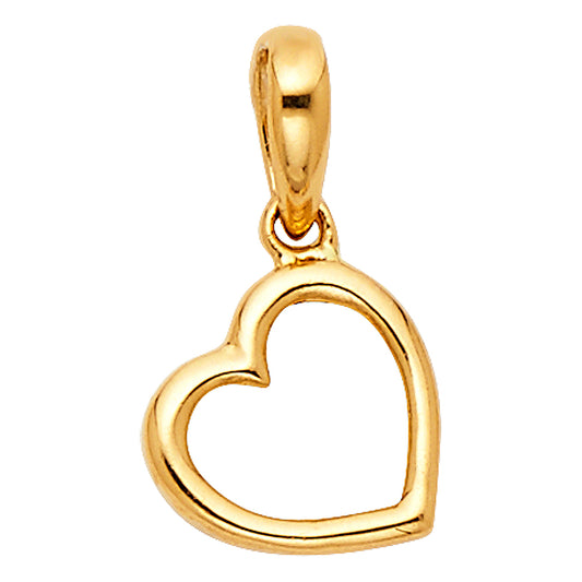 14K Yellow Gold Simple Open Heart Pendant