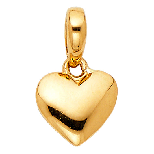 14K Yellow Gold Polished Puff Heart Pendant