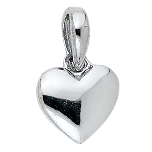 14K White Gold Polished Puff Heart Pendant