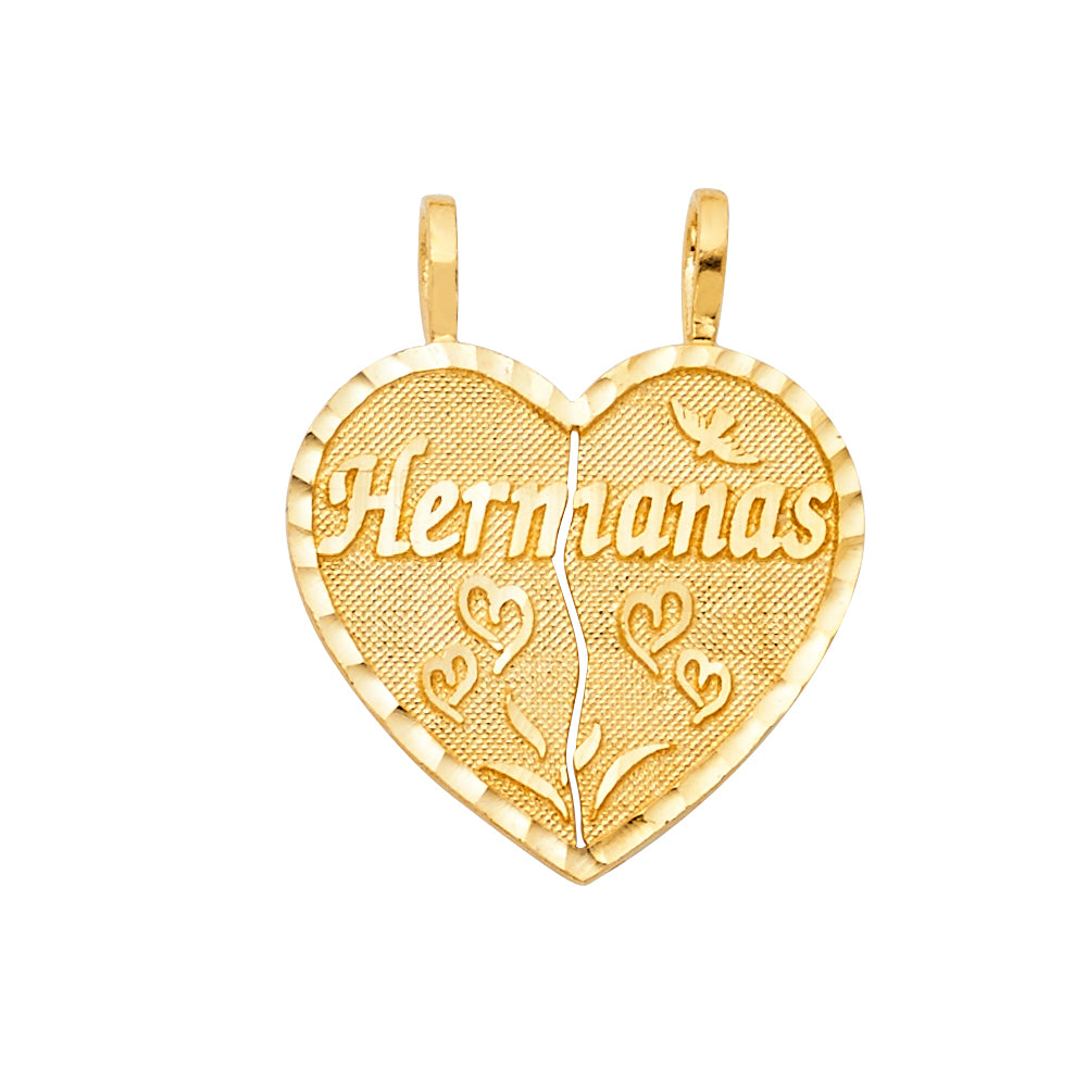 14K Yellow Gold Hermanas Heart Pendant