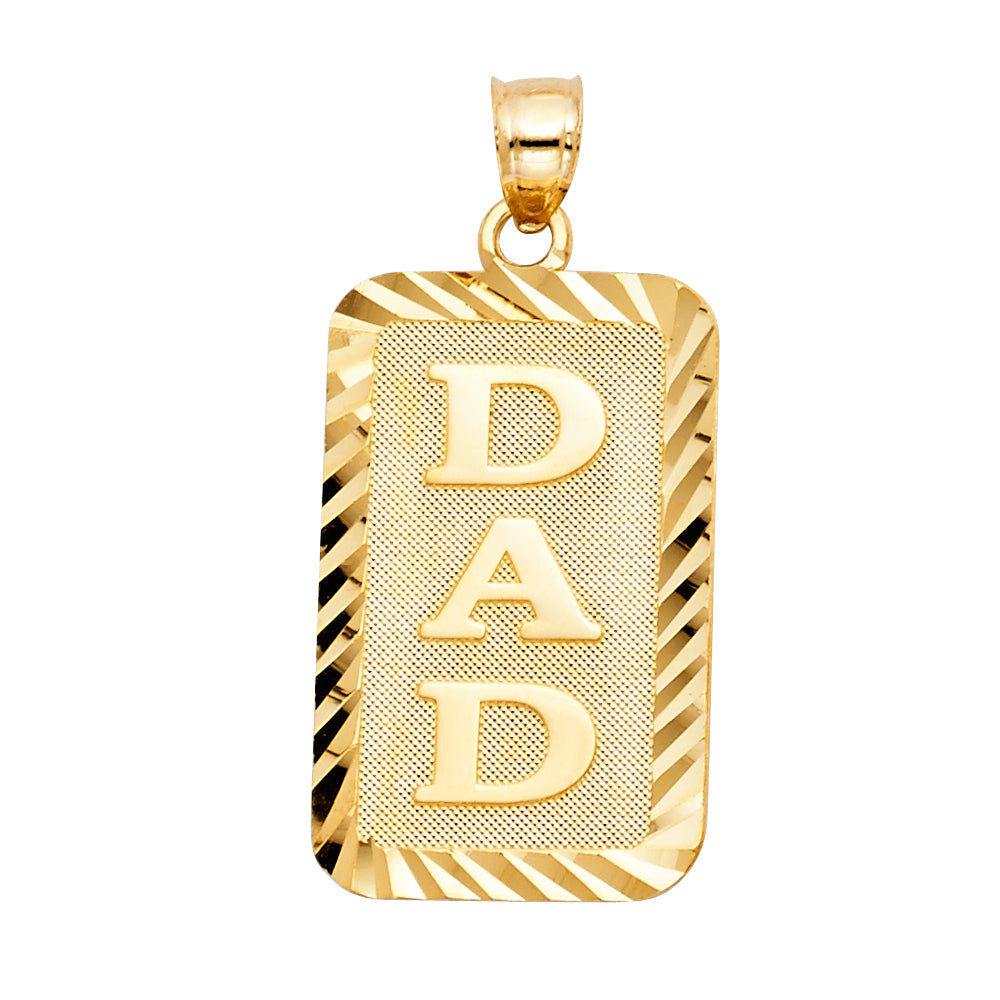 14K Yellow Gold DAD Rectangular Pendant