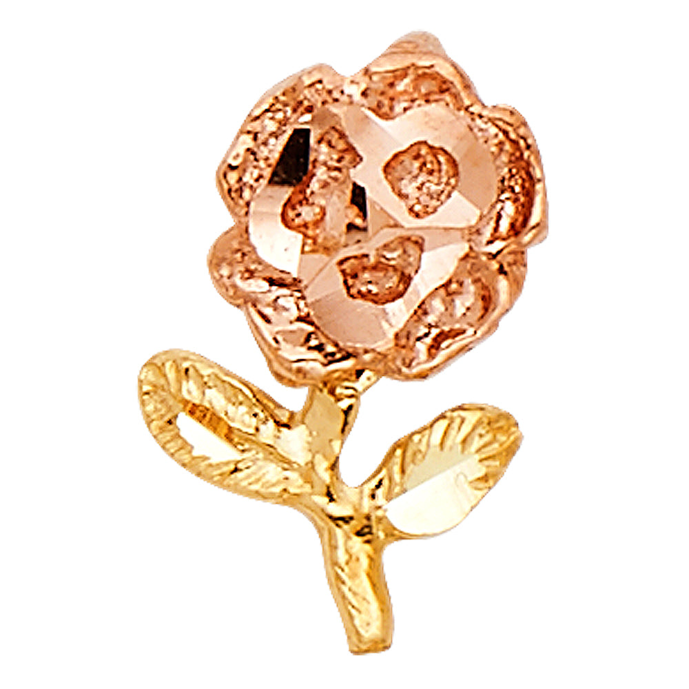 14K Two-Tone Gold Rose Pendant