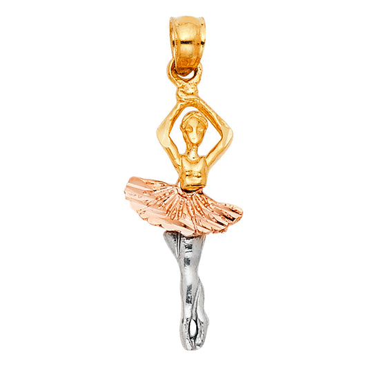 14K Tri-Color Gold Ballerina Pendant
