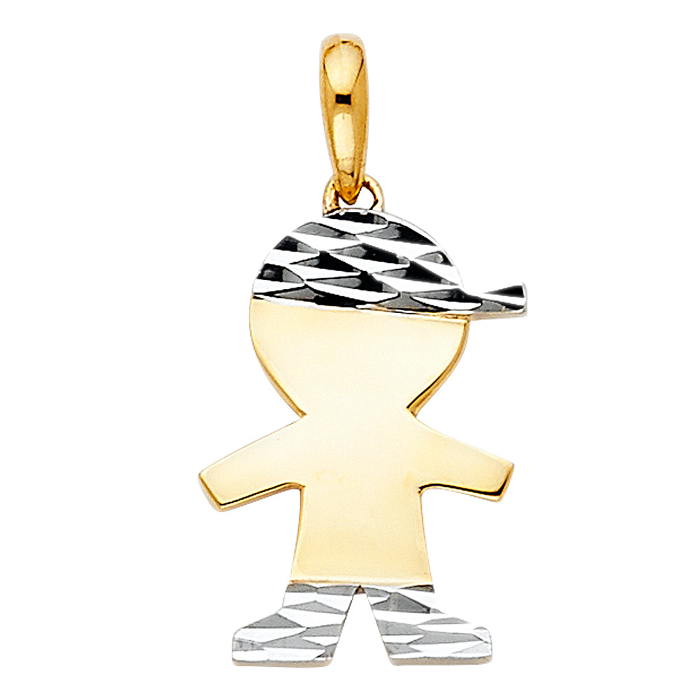 14K Two-Tone Gold Boy Pendant