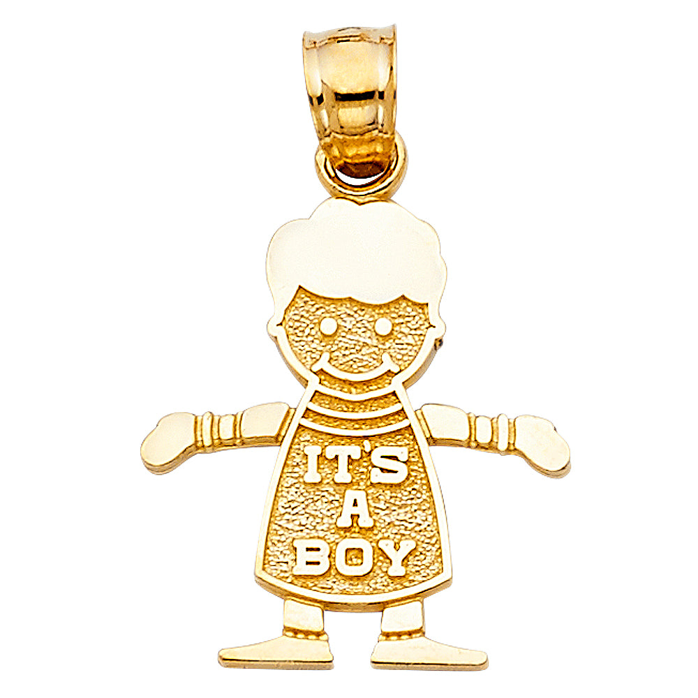 14K Yellow Gold It’s a Boy Pendant