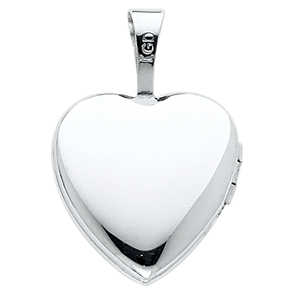 14K White Gold Heart Shaped Locket Pendant