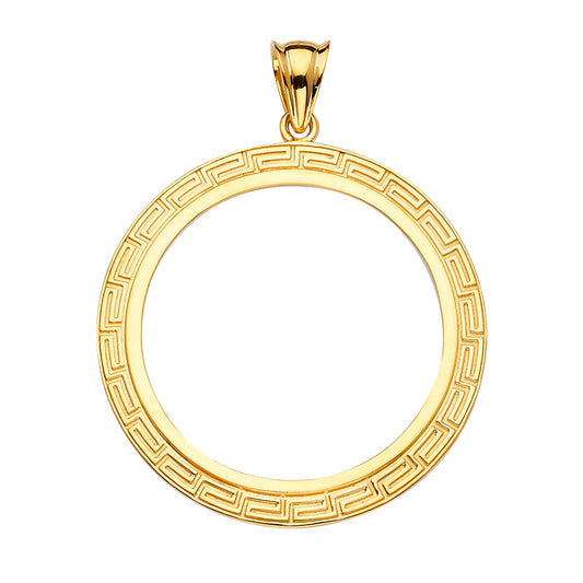 14K Yellow Gold Greek Key 50 Pesos / Centenario Pendant