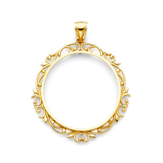 14K Yellow Gold Filigree 50 Pesos / Centenario Pendant