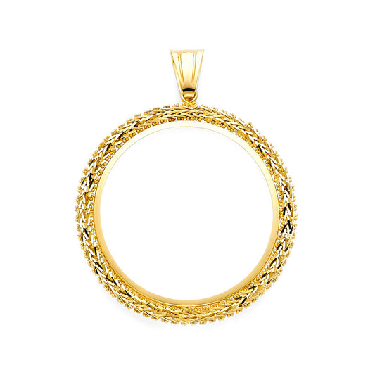14K Yellow Gold Braided Bola Desing 50 Pesos / Centenario Pendant