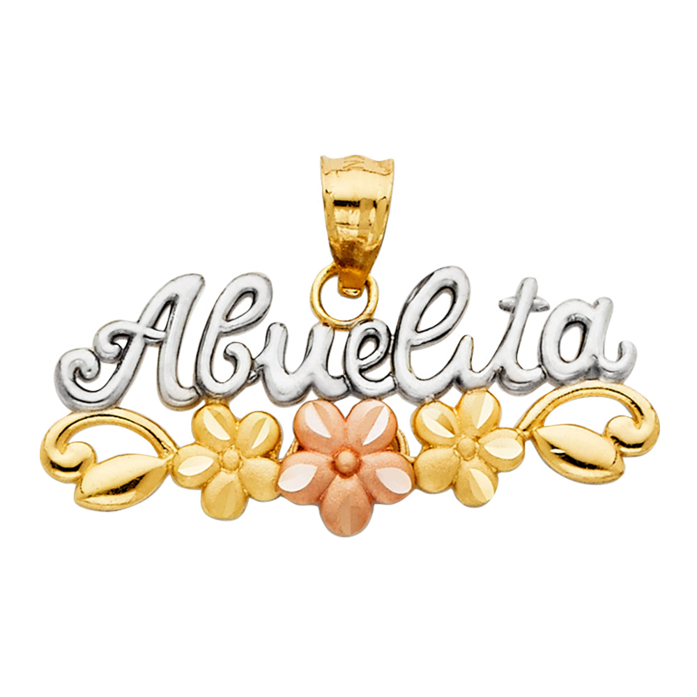 14K Tri-Color Gold Abuelita Pendant with Floral Design