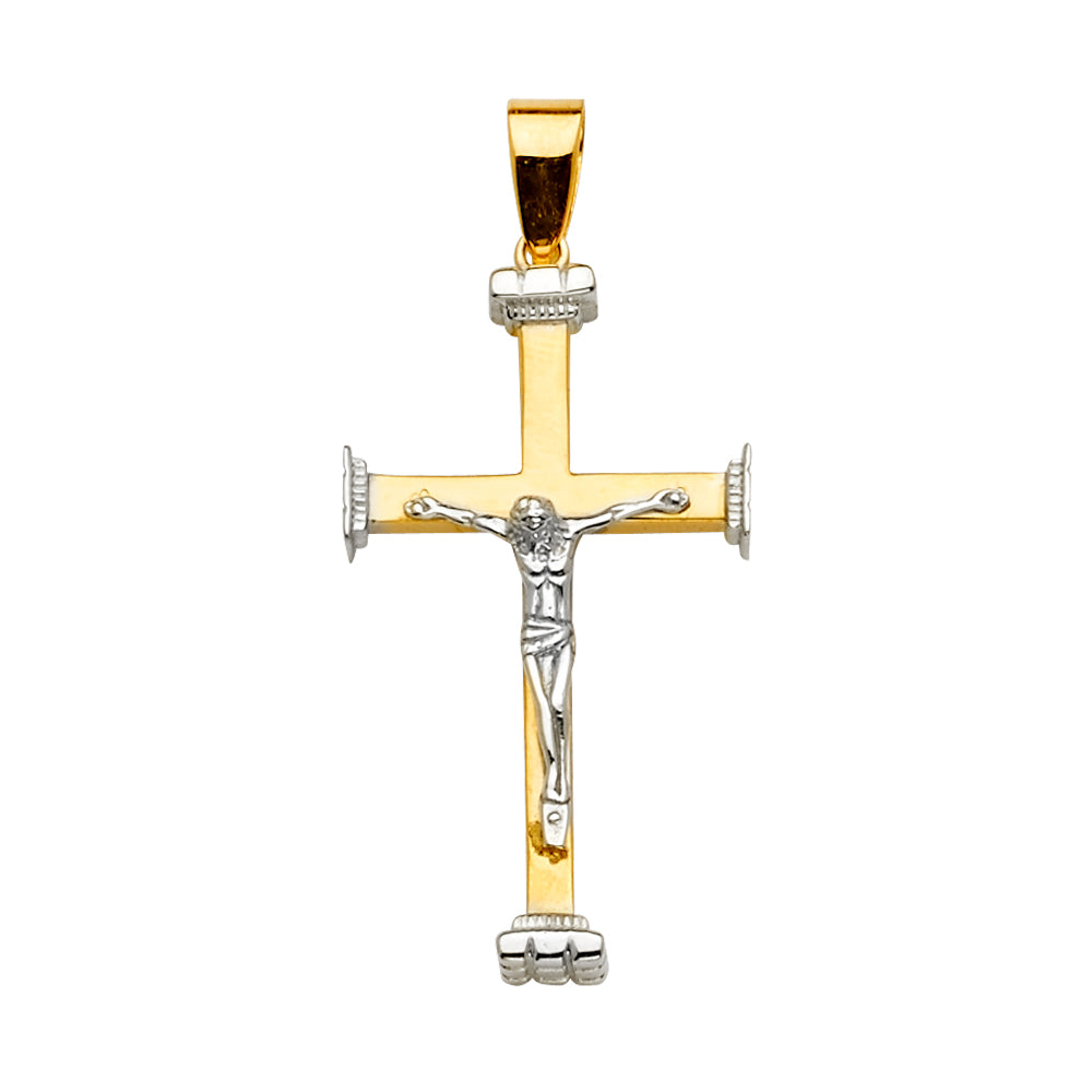 14K Two-Tone Gold Crucifix Pendant aprox 1 3/4" tall
