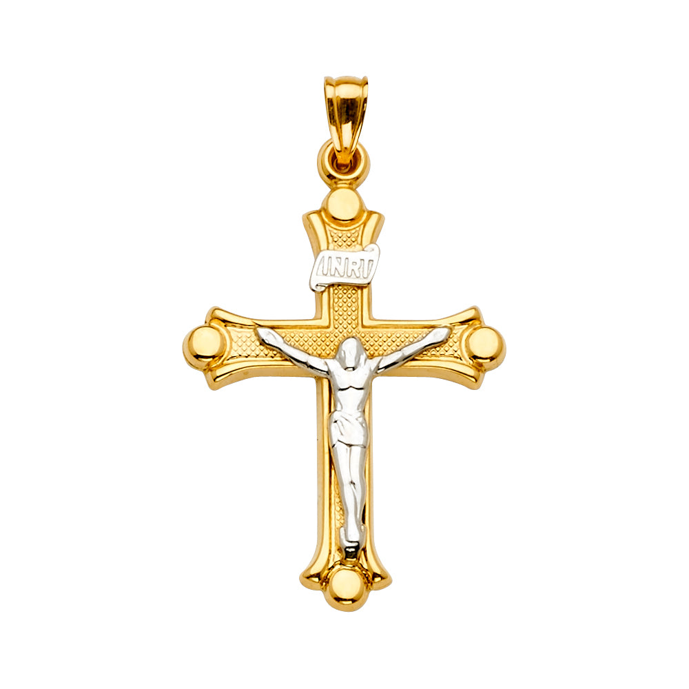 14K Two-Tone Gold Crucifix Pendant aprox 1 3/4" tall