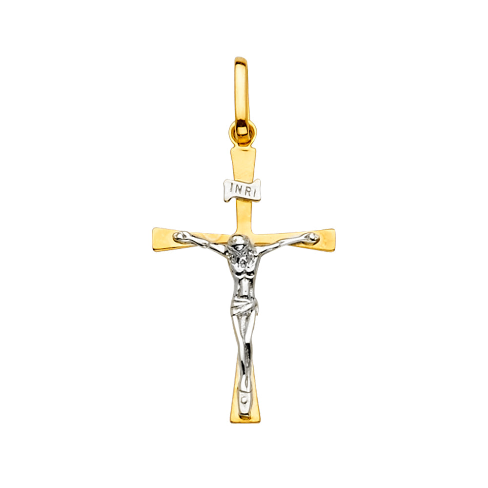 14K Two-Tone Gold Crucifix Pendant aprox 1 1/2" tall