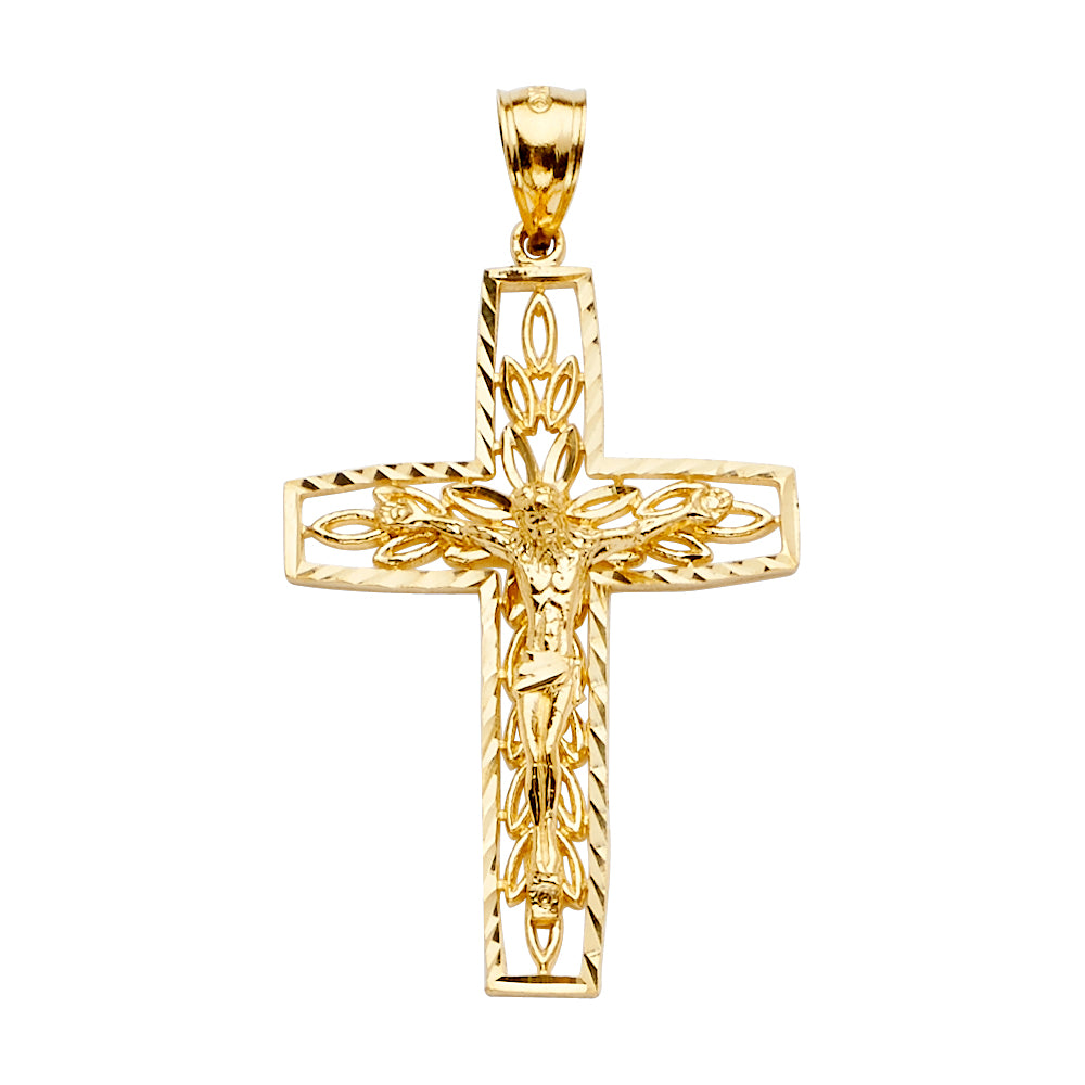 14K Yellow Gold Openwork Crucifix Pendant