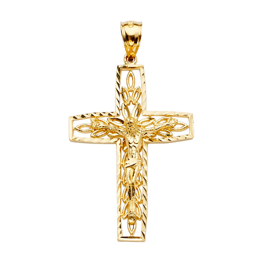 14K Yellow Gold Openwork Crucifix Pendant
