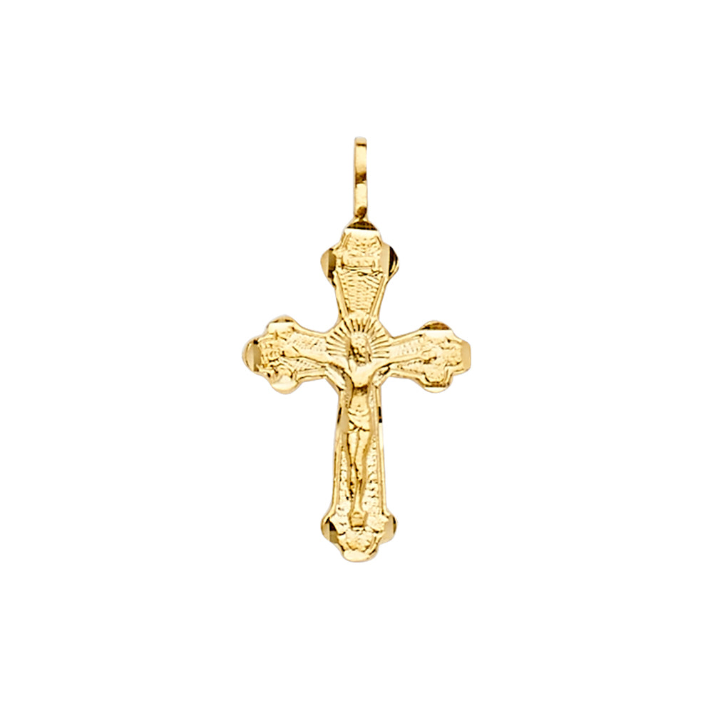 14K Yellow Gold High-Polished Crucifix Pendant aprox 1" tall