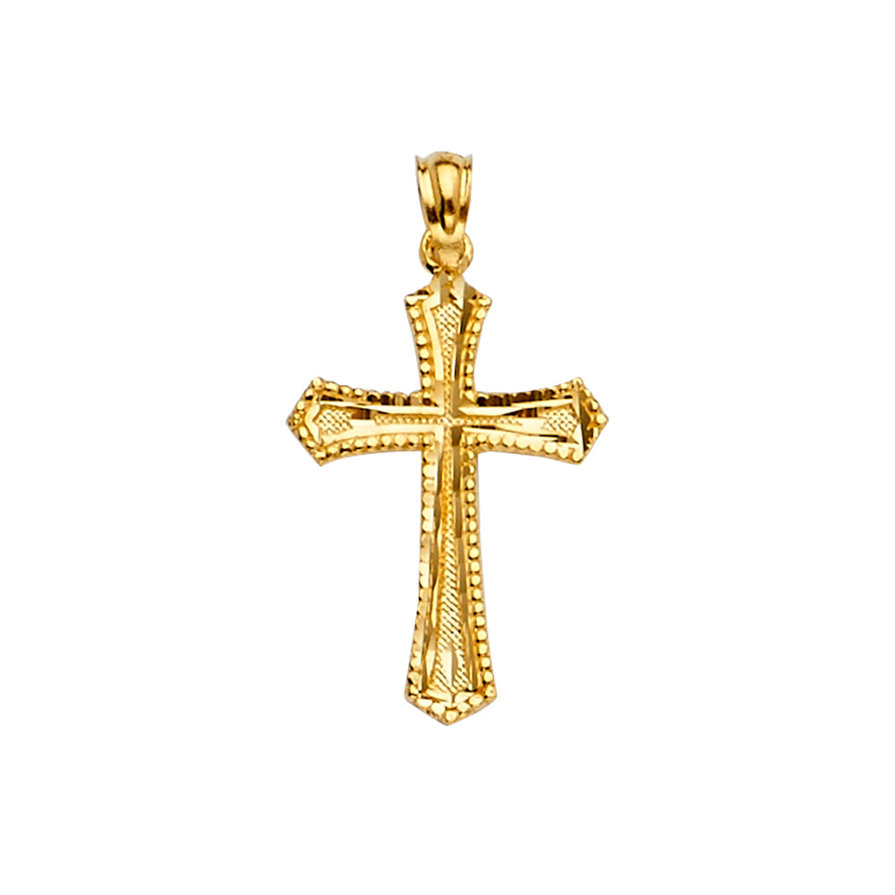 14K Yellow Gold Beaded Filigree Cross Pendant aprox 1" tall