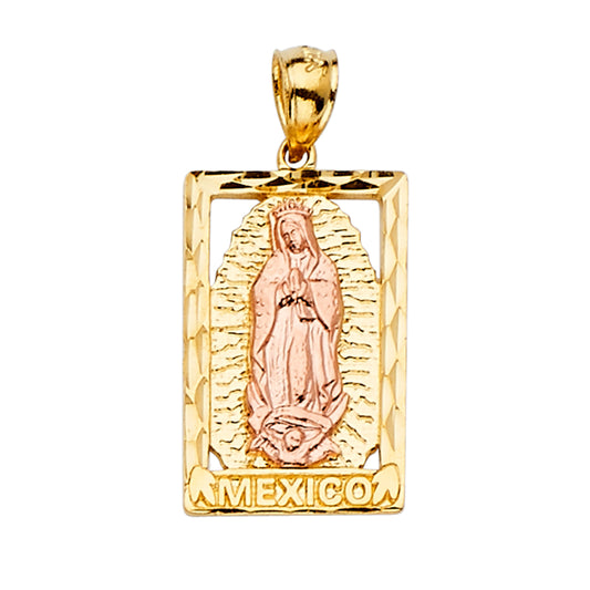 14K Two-Tone Gold Virgen de Guadalupe “Mexico” Pendant