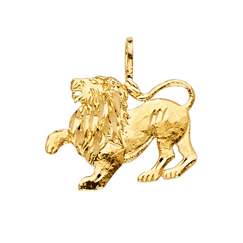 14K Yellow Gold Lion Pendant 0.8" Tall