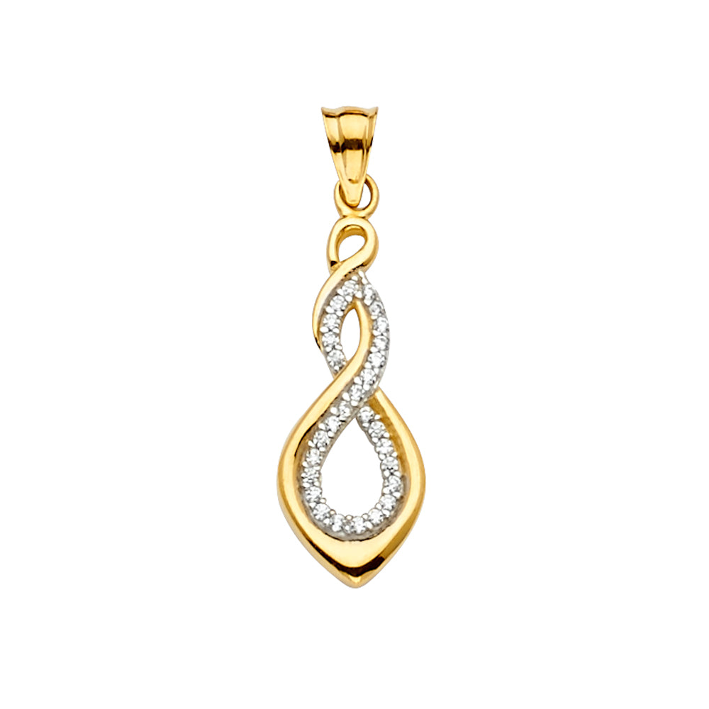 14K Yellow Gold Infinity Design CZ Pendant