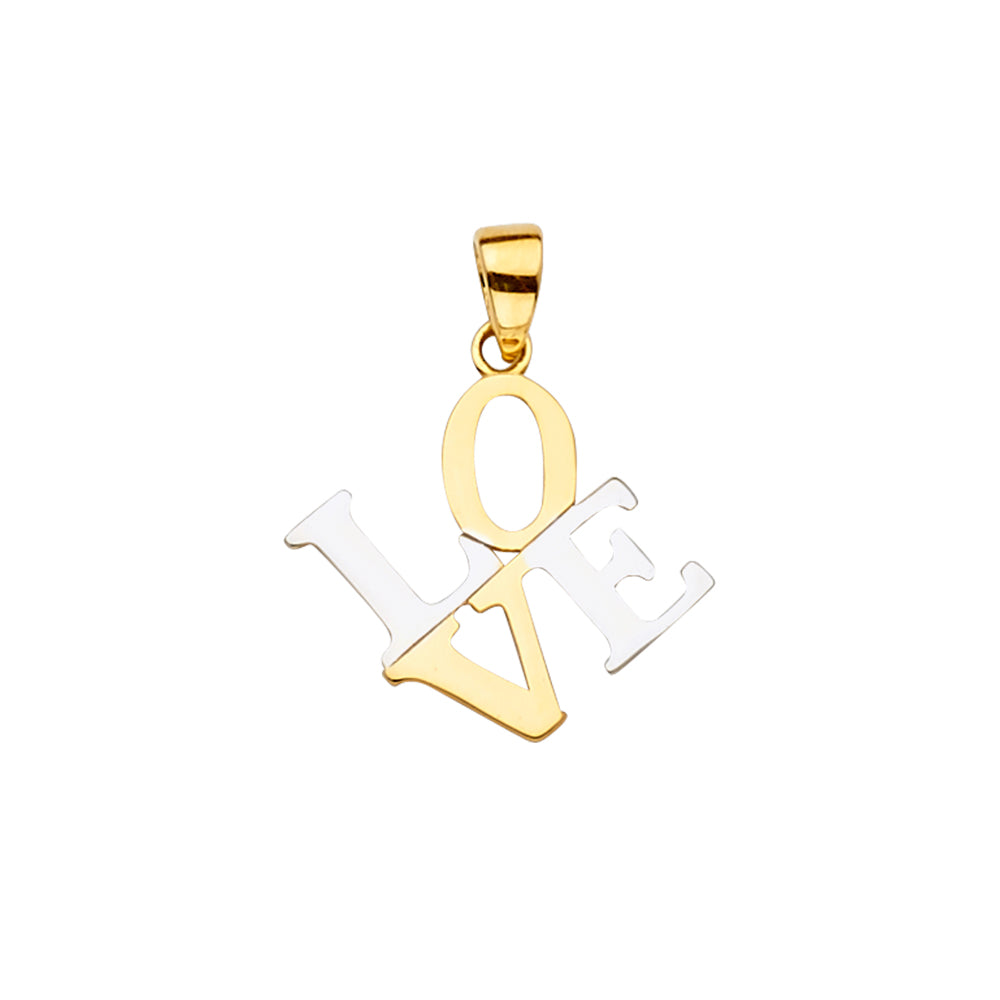 14K Two-Tone Gold LOVE Letter Pendant