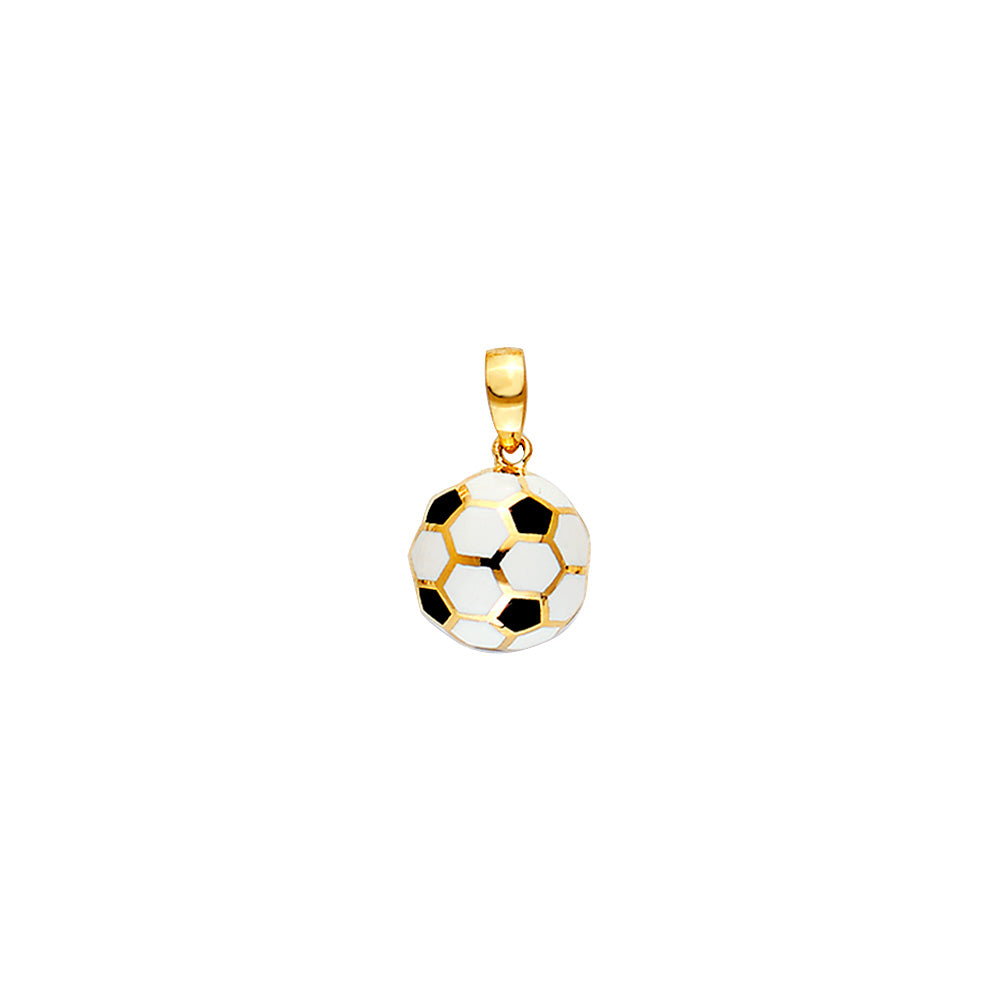 14K Yellow Gold Enamel Soccer Ball Pendant