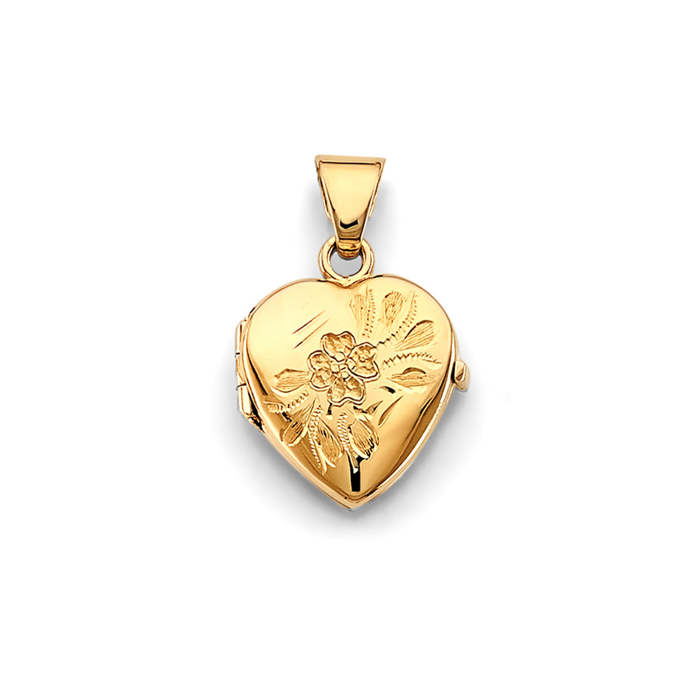 14K Yellow Gold Heart Shaped Locket Pendant