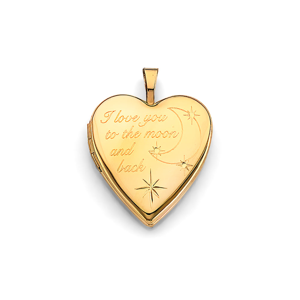 14K Yellow Gold Heart Shaped Locket Pendant