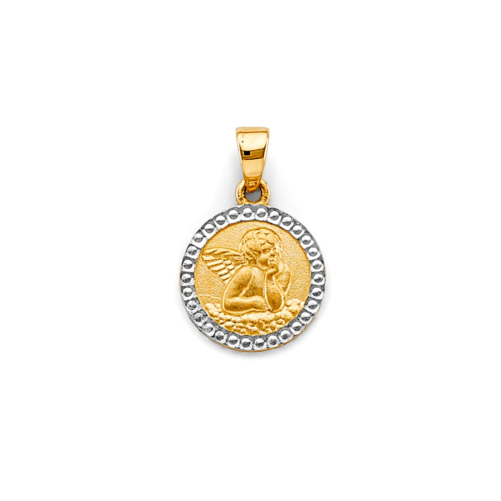 14K Two-Tone Gold Angel Medallion Pendant